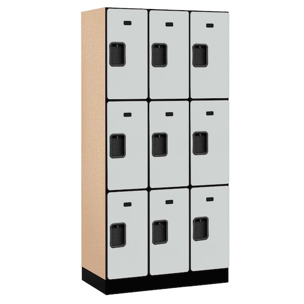 Wardrobe Locker, 36" W, 18" D, 76" H, (3) Wide, (9) Openings, Gray